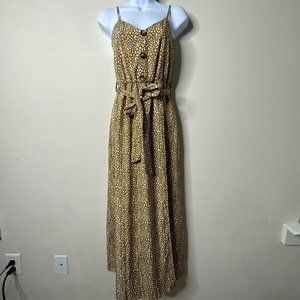 SHEIN Beige/White Sleeveless Leopard Print Maxi Dress XS